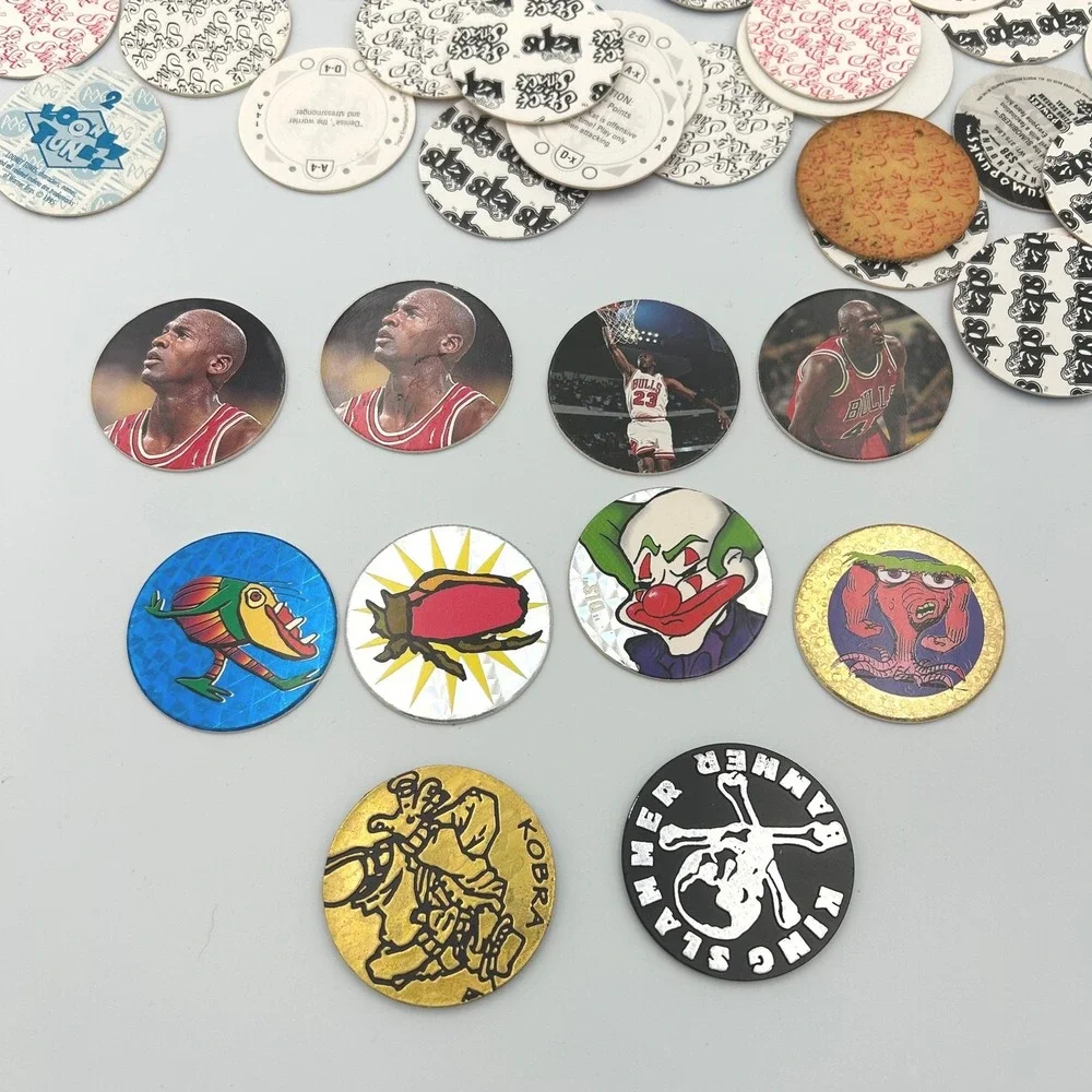 Vintage 90s POGs Milk Caps Lot Michael Jordan King Slammer Kobra‎ with Tube